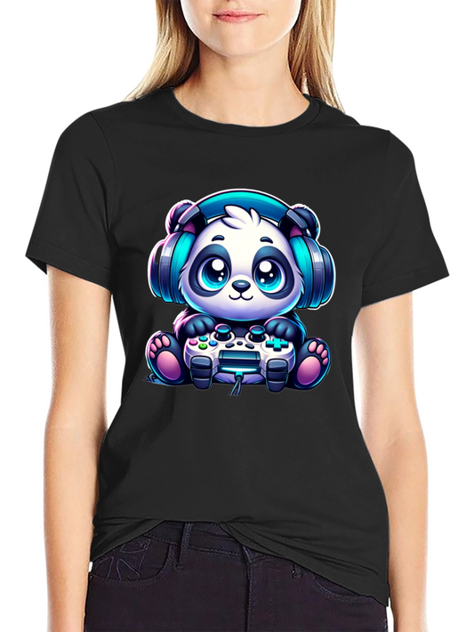 Gamer Panda T-Shirt - Cute & Comfy Black Tee