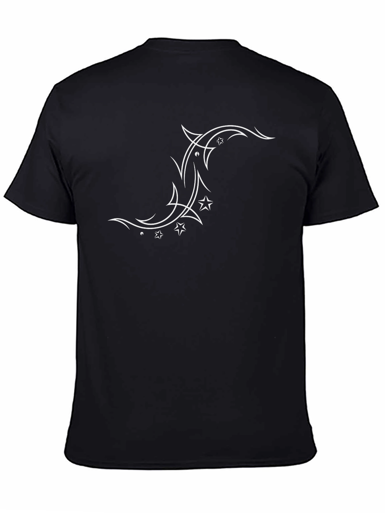 Mens Black T-Shirt with White Tribal Star Design