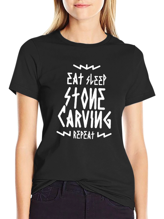 Eat Sleep Stone Carving Repeat Black T-Shirt