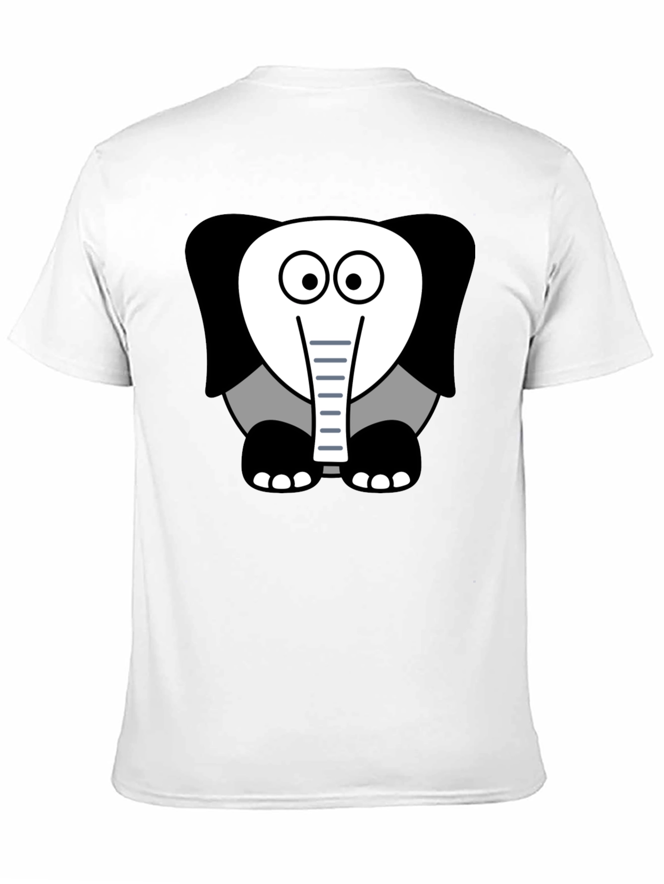 Cartoon Elephant Graphic Tee - Casual Black T-Shirt