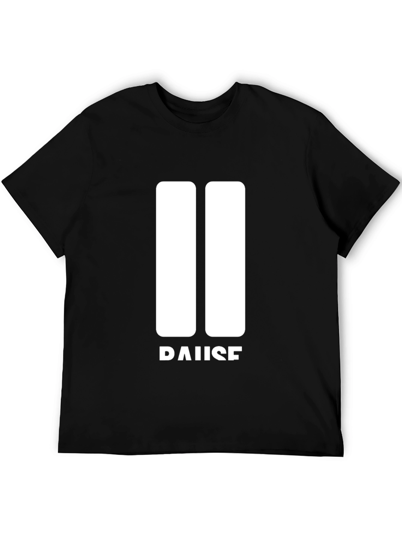 Pause Graphic Tee - Black Crew Neck Soft Cotton