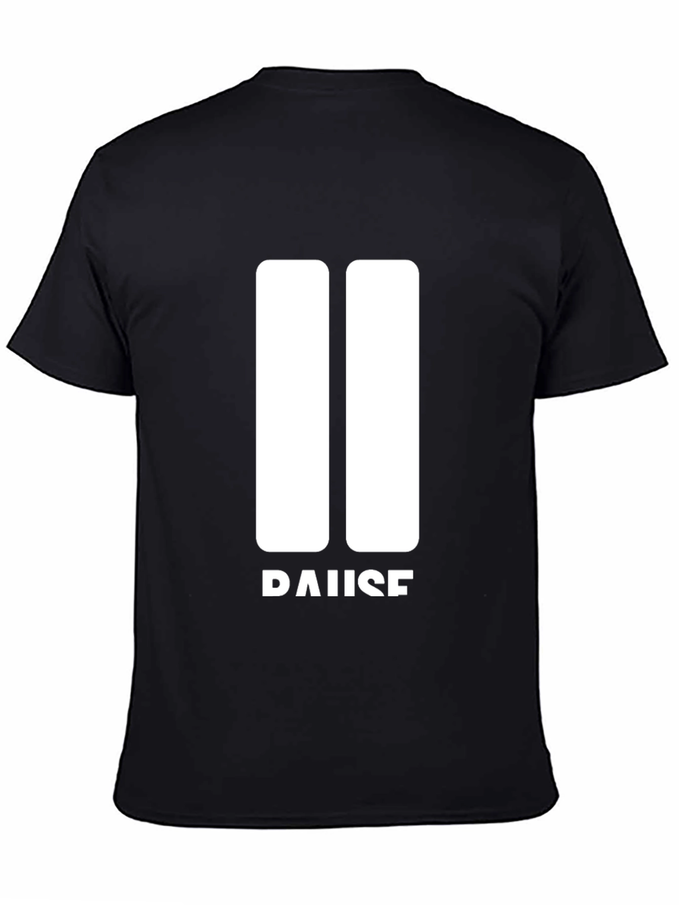 Pause Graphic Tee - Black Crew Neck Soft Cotton