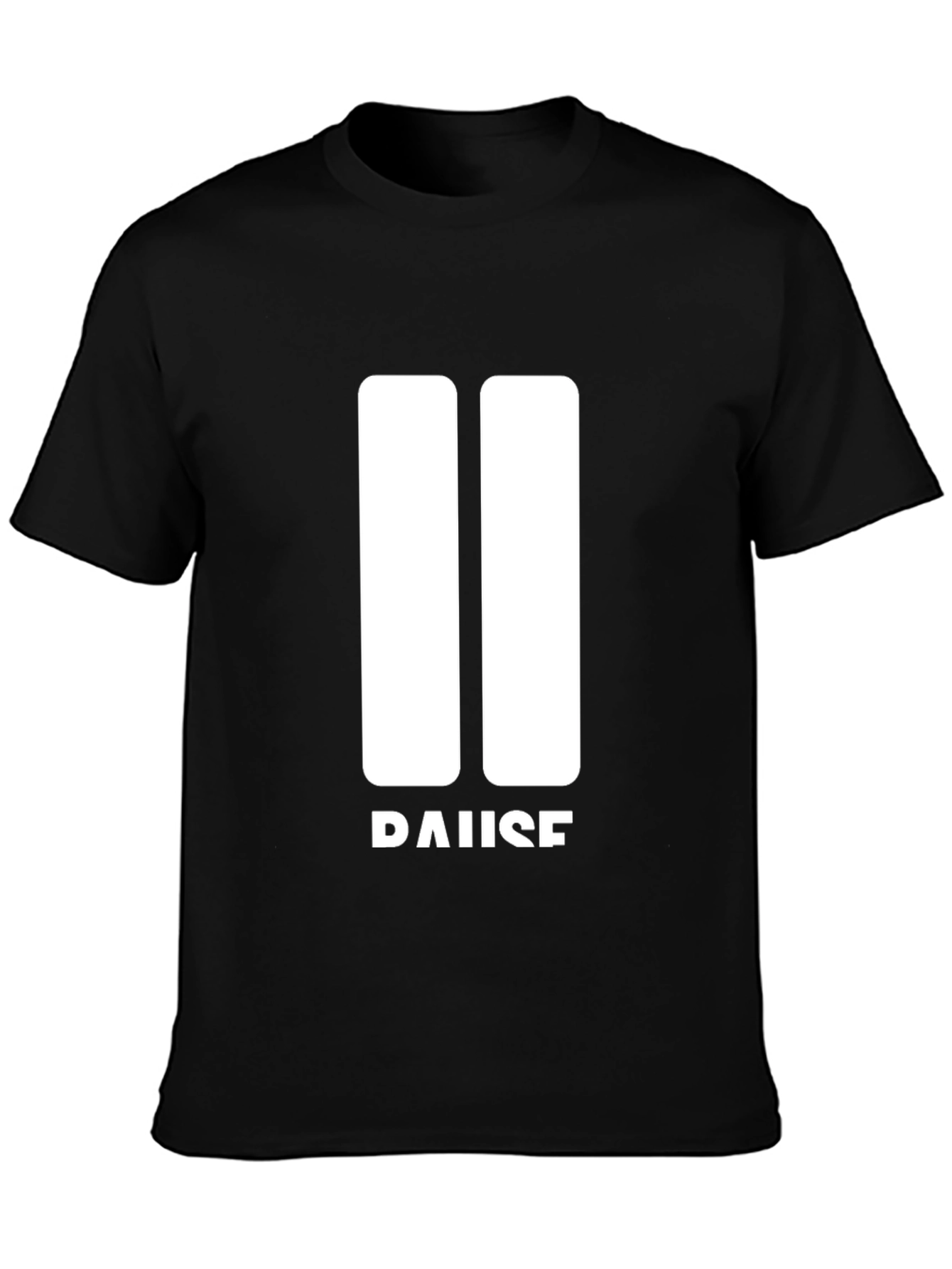 Pause Graphic Tee - Black Crew Neck Soft Cotton