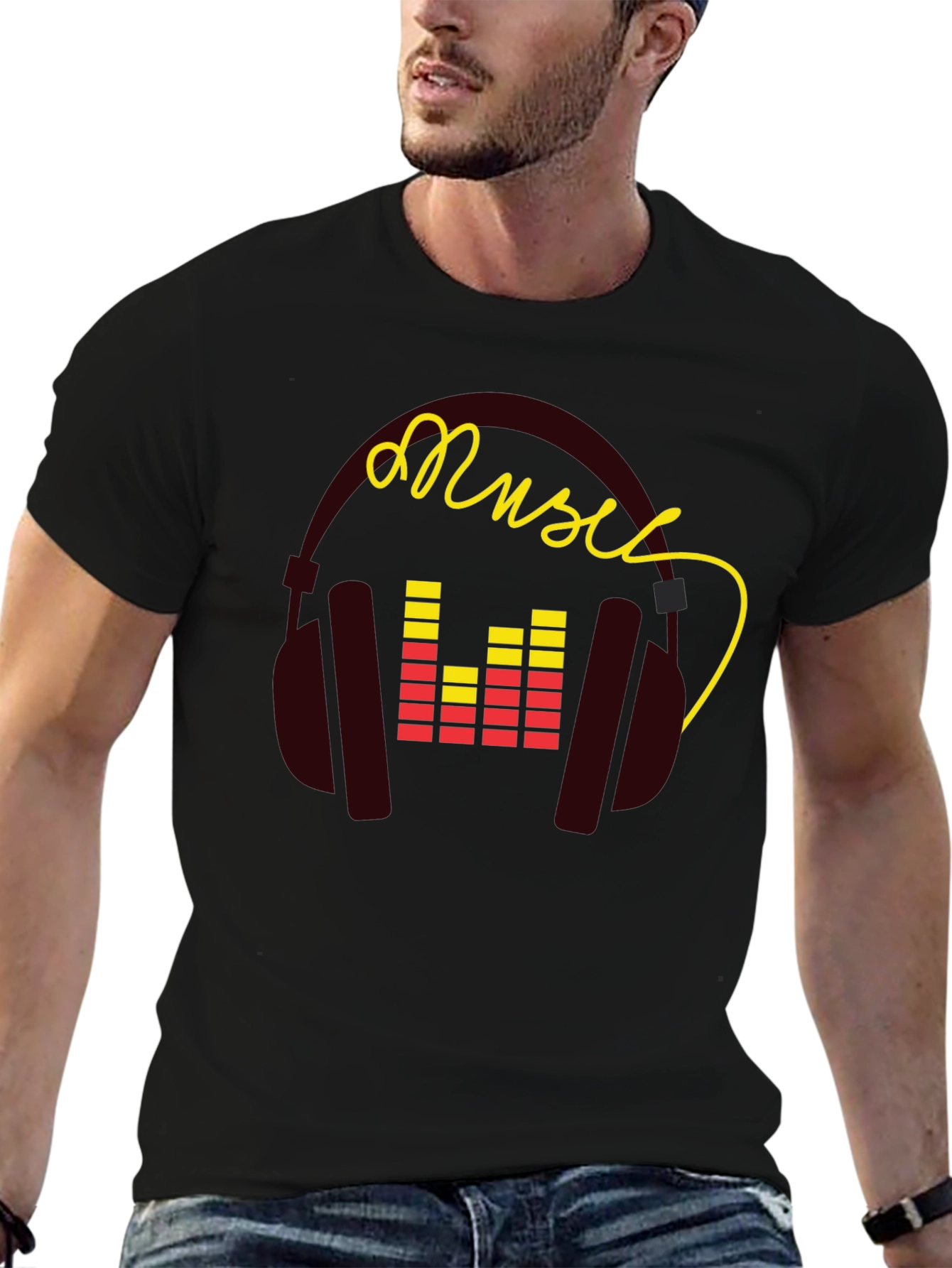 Music Graphic Tee - Stylish Headphones Design