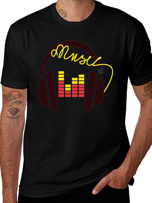 Music Graphic Tee - Stylish Headphones Design
