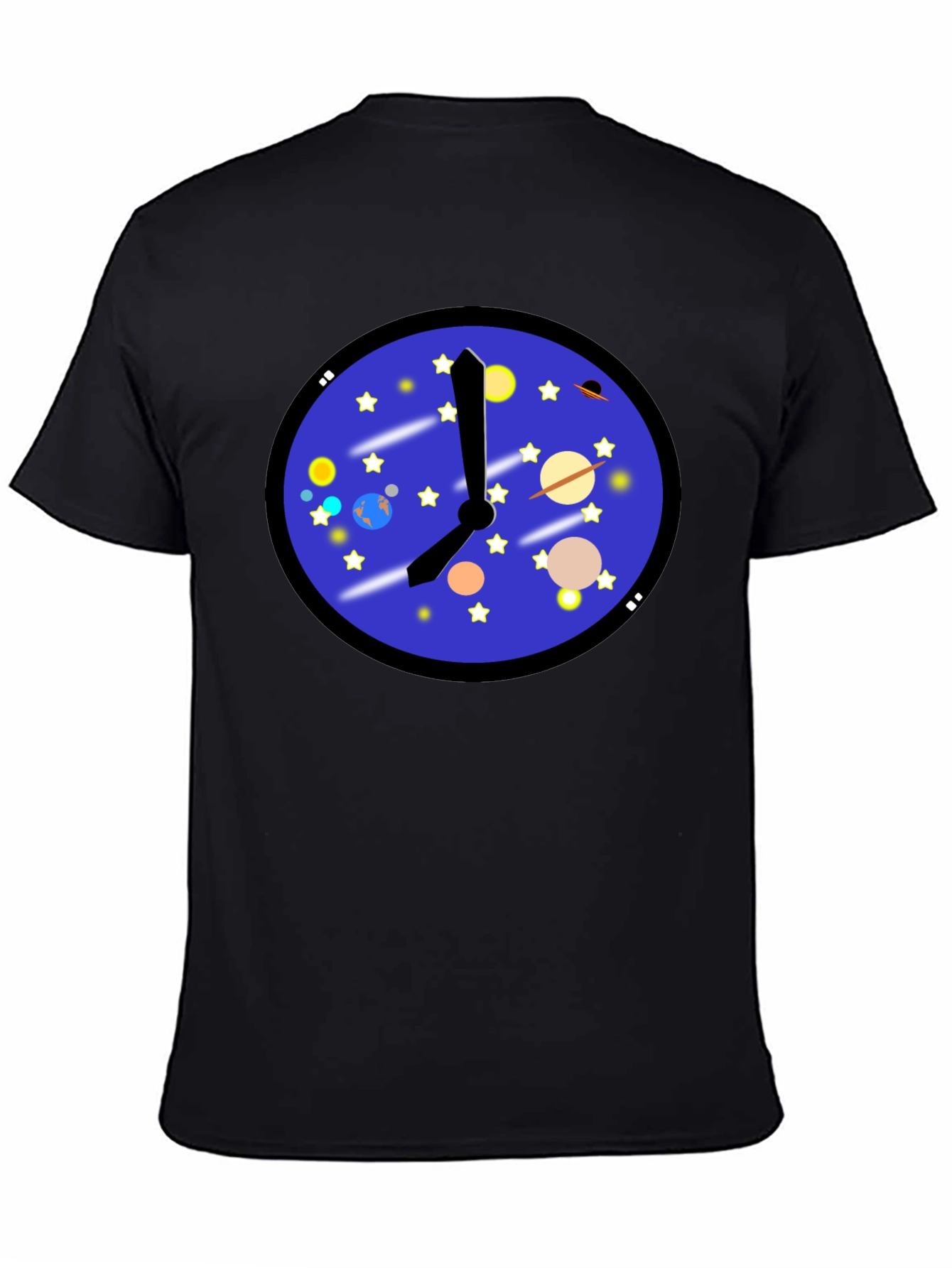 Space Time T-Shirt - Galaxy Clock Design