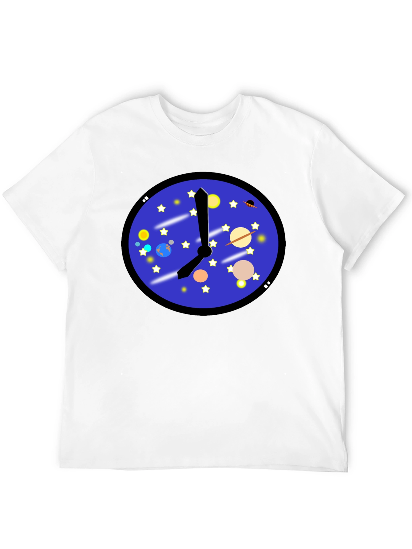 Space Time T-Shirt - Galaxy Clock Design