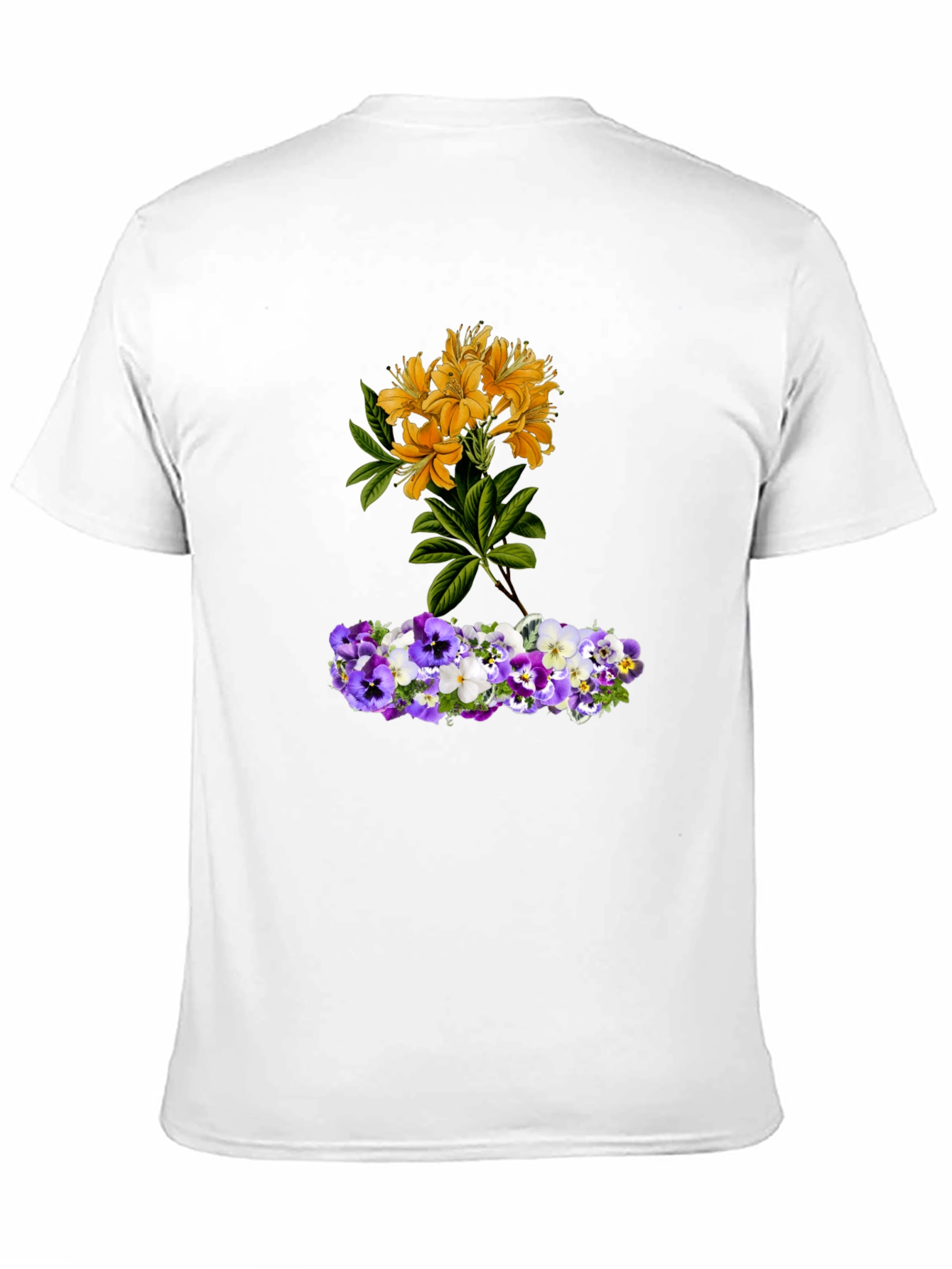 Floral T-Shirt: Yellow Azalea & Pansy Design