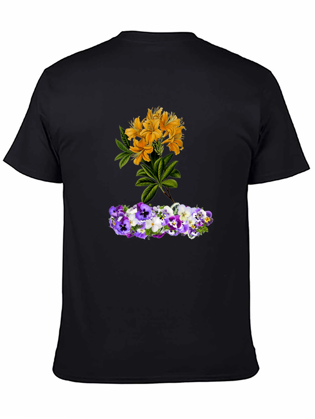Floral T-Shirt: Yellow Azalea & Pansy Design