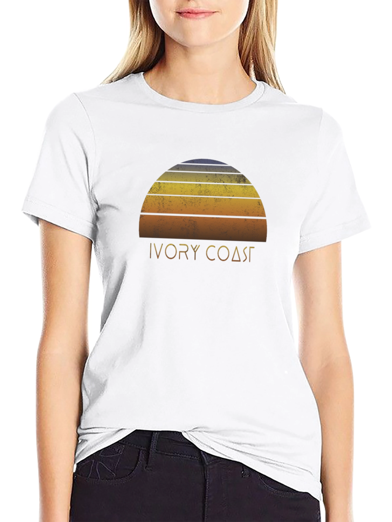 Ivory Coast Graphic Tee - Retro Sunset Design