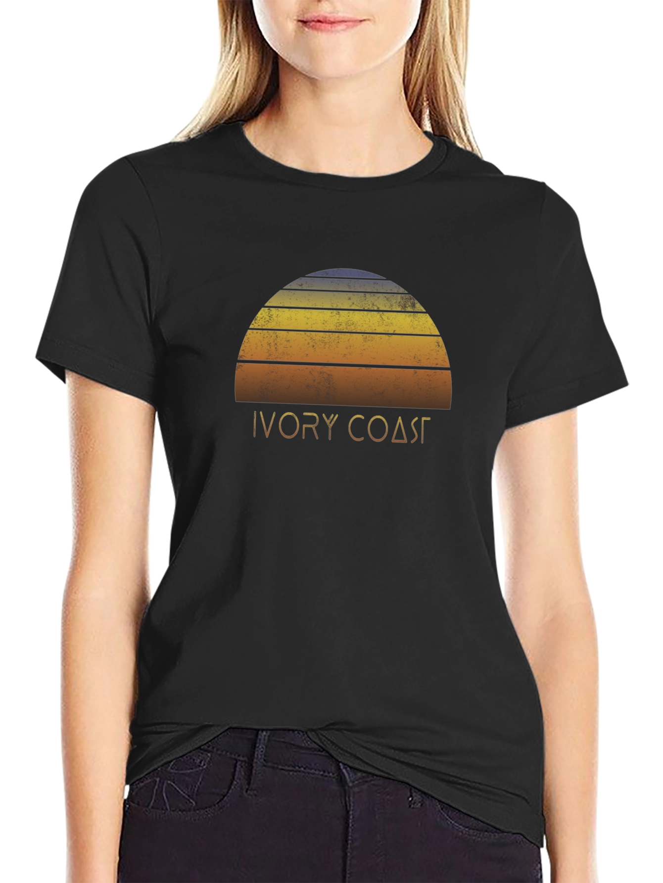 Ivory Coast Graphic Tee - Retro Sunset Design