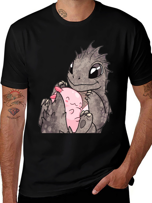 Cute Dragon & Axolotl Graphic Tee