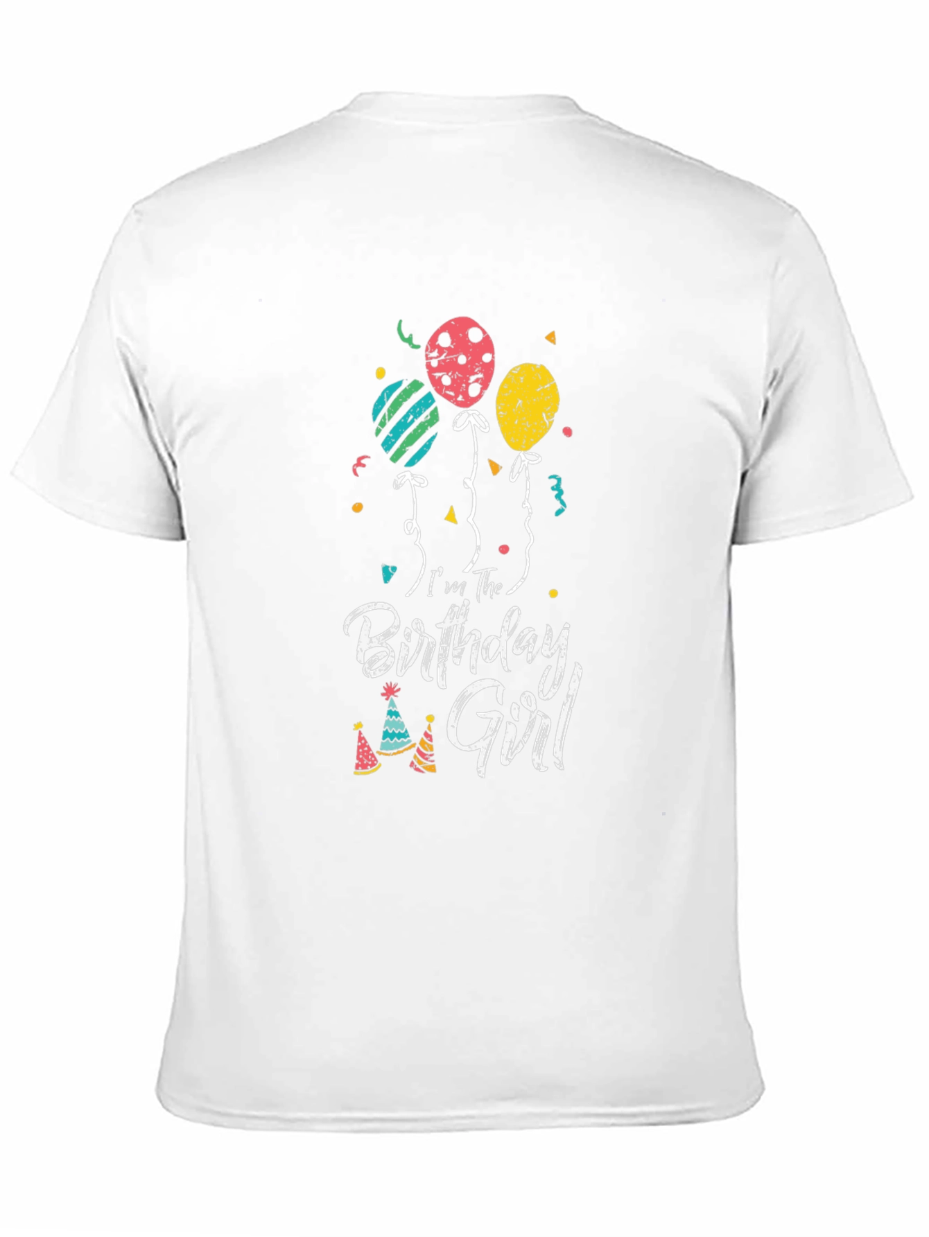 Birthday Girl T-Shirt - Balloons & Party Hats Graphic