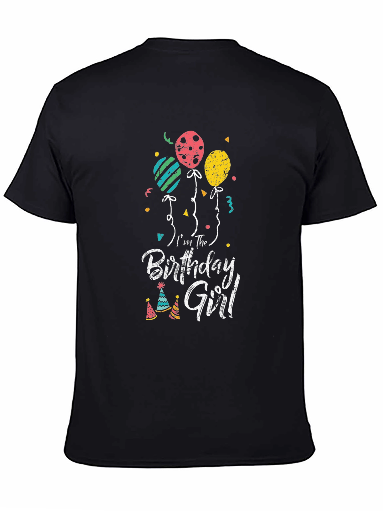 Birthday Girl T-Shirt - Balloons & Party Hats Graphic
