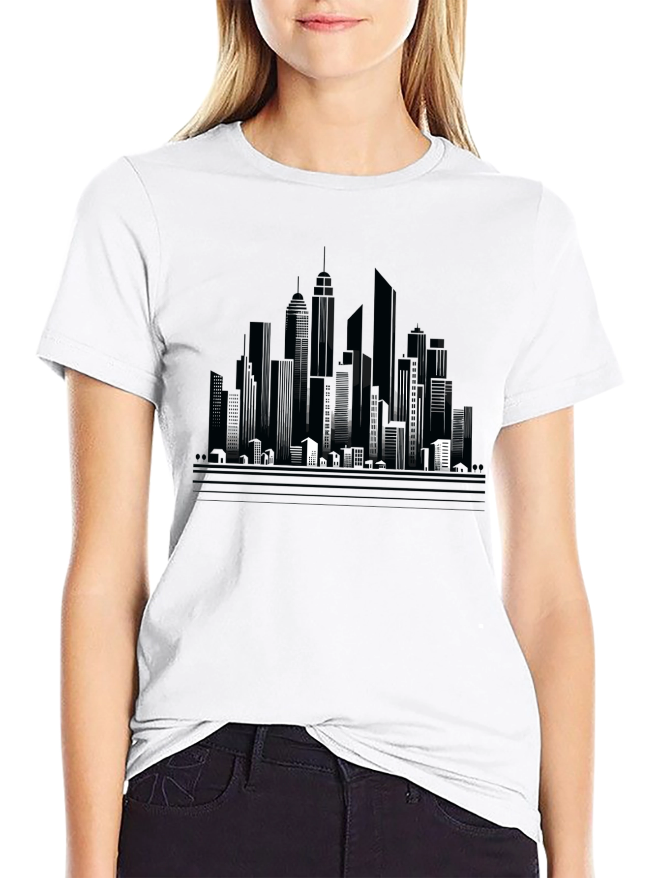 Urban Skyline Graphic Tee - Modern Cityscape Design