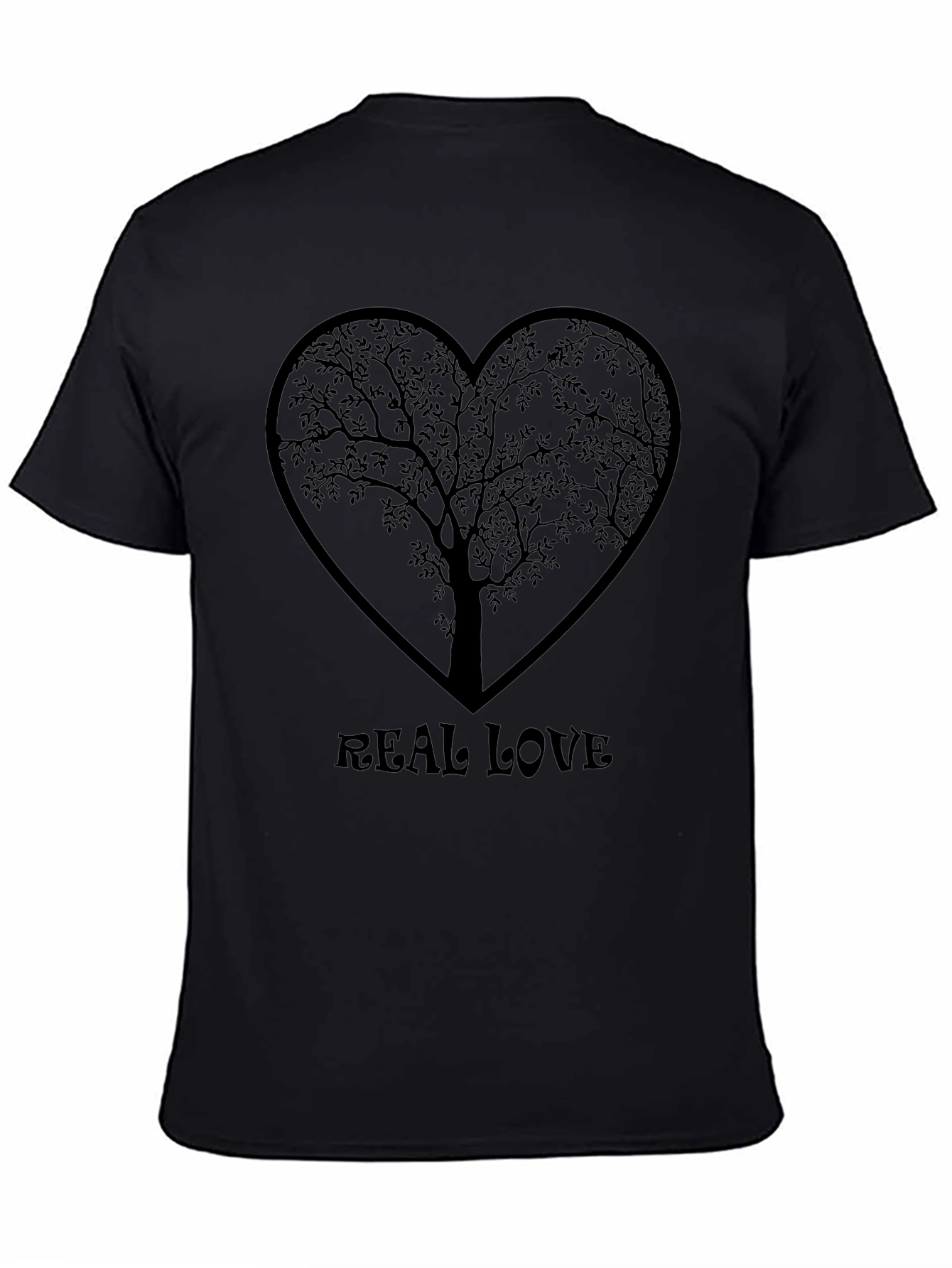 Real Love Heart Tree Graphic Tee - Black