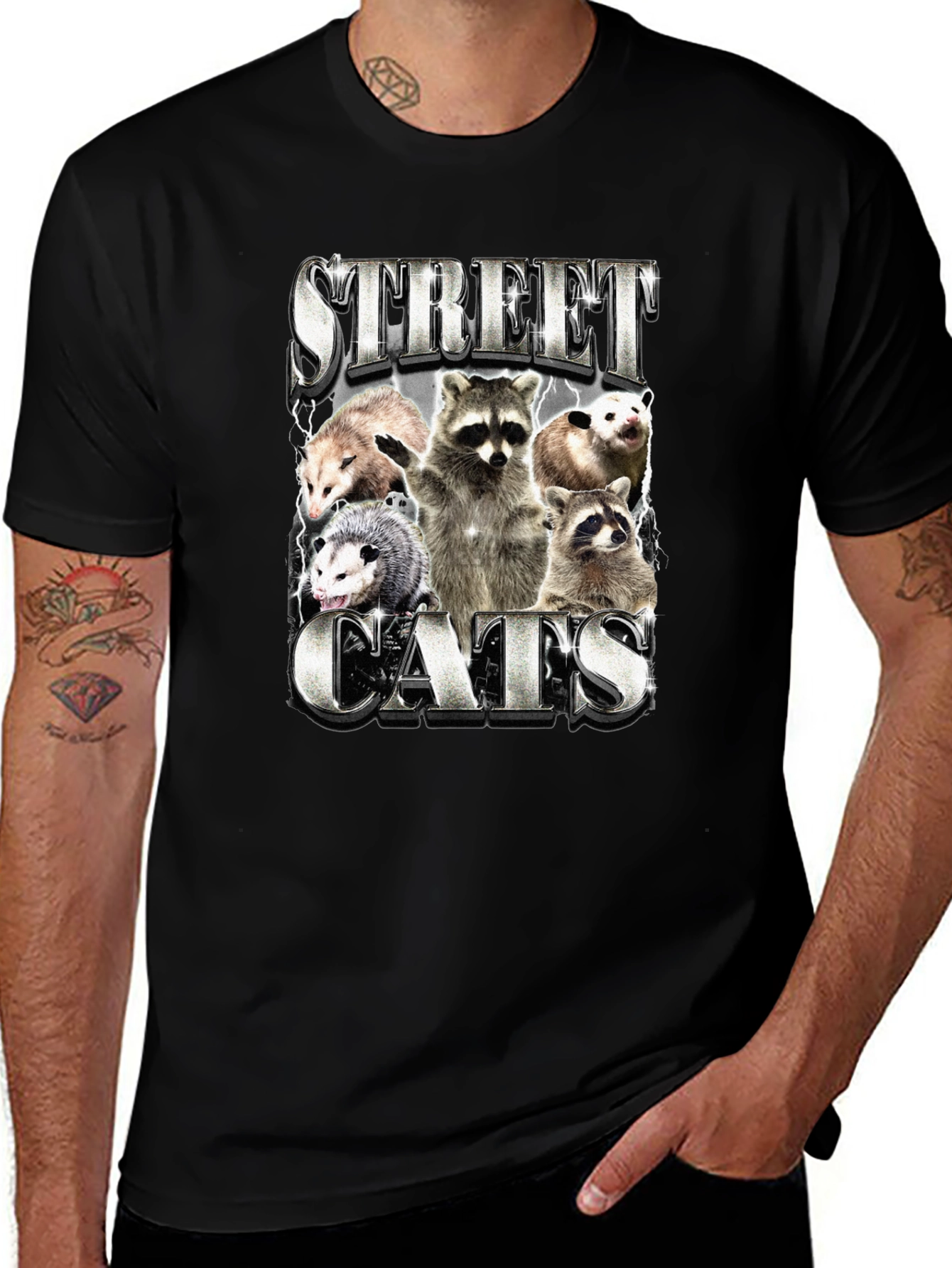 Street Cats Graphic Tee - Raccoons & Opossums