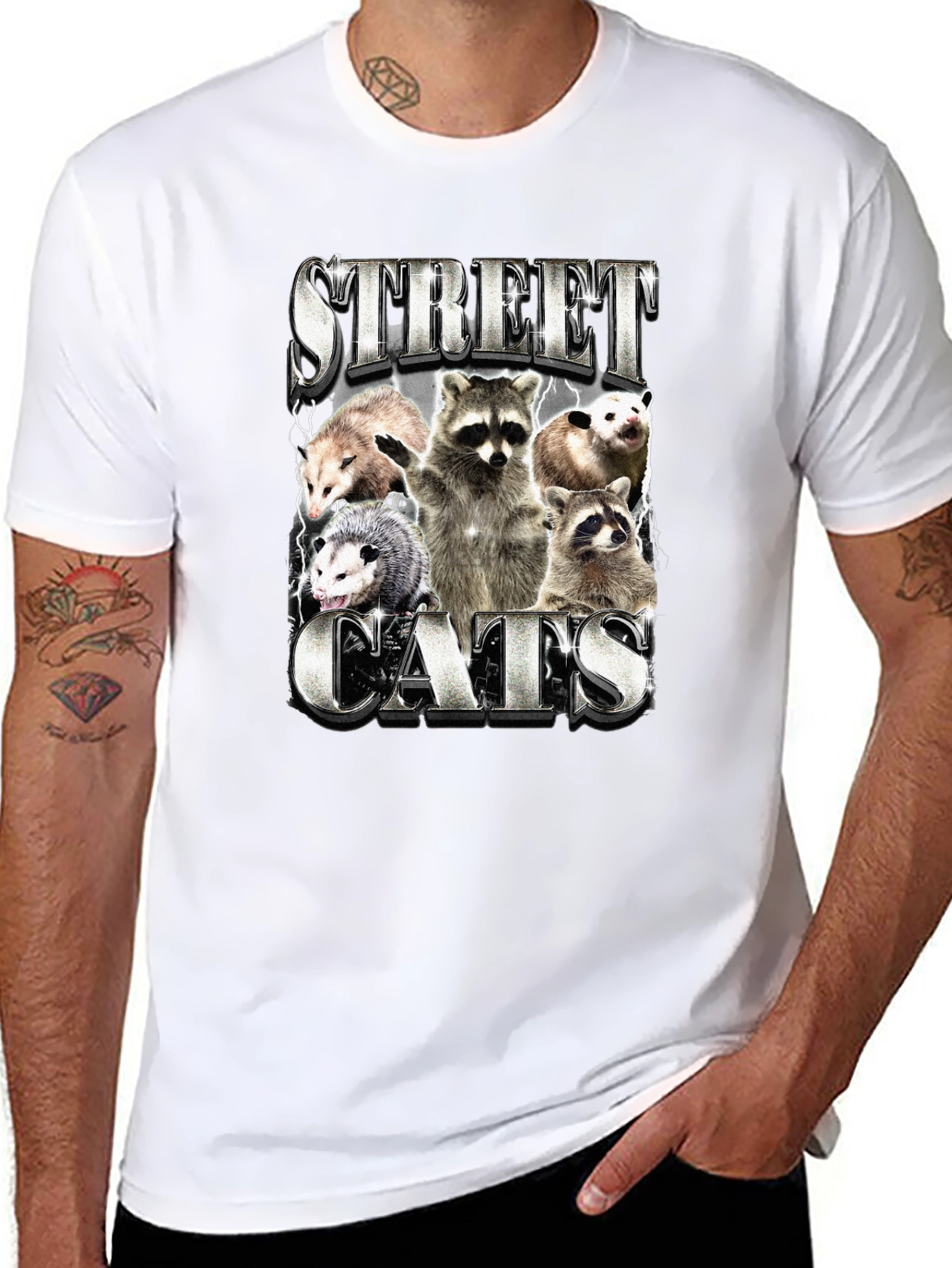 Street Cats Graphic Tee - Raccoons & Opossums