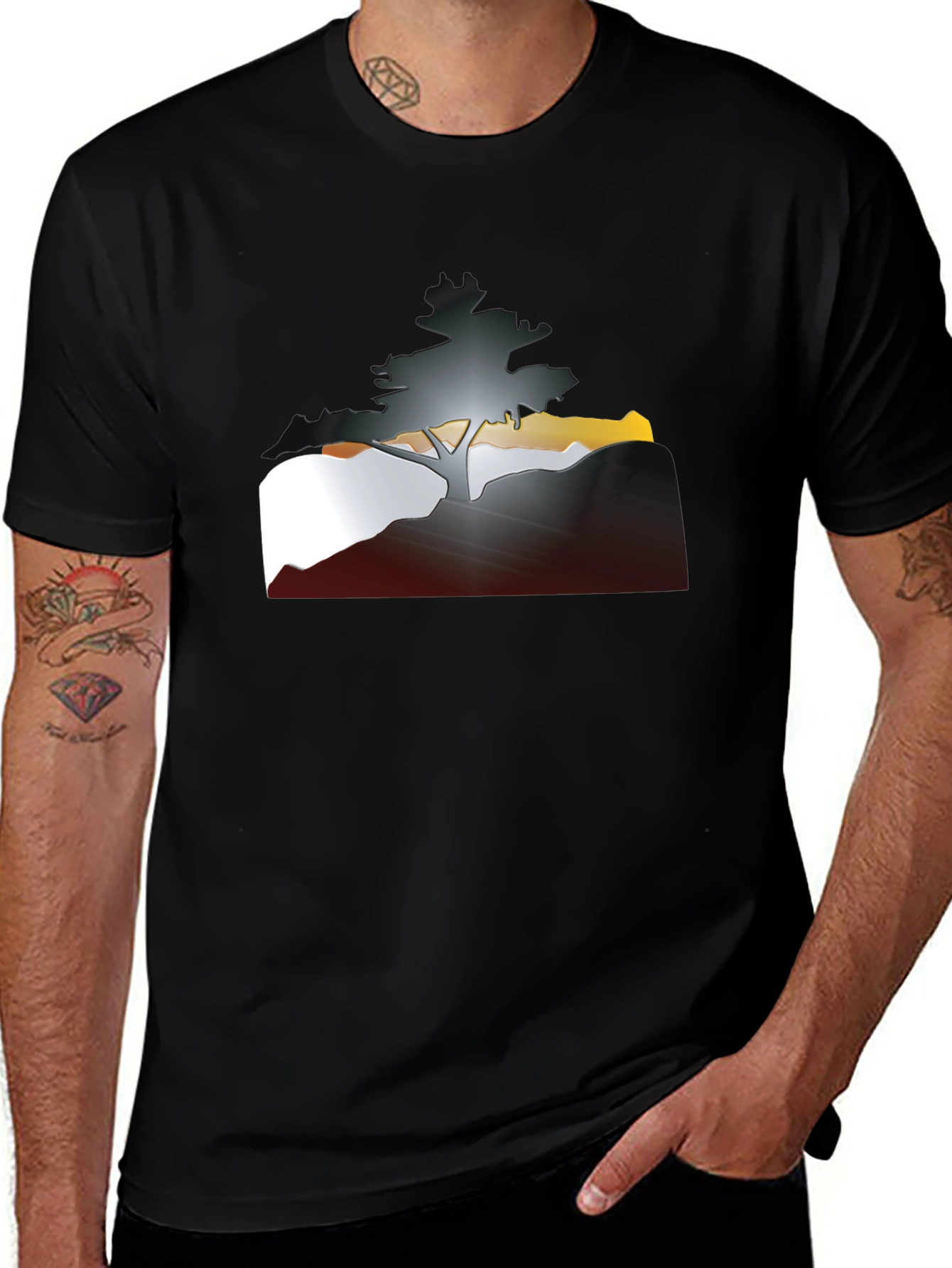 Tree Silhouette Graphic Tee - Mens Casual Style