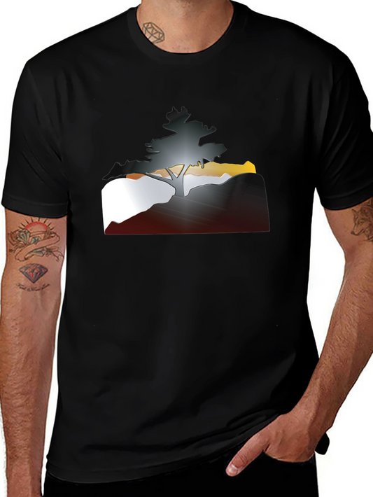 Tree Silhouette Graphic Tee - Mens Casual Style