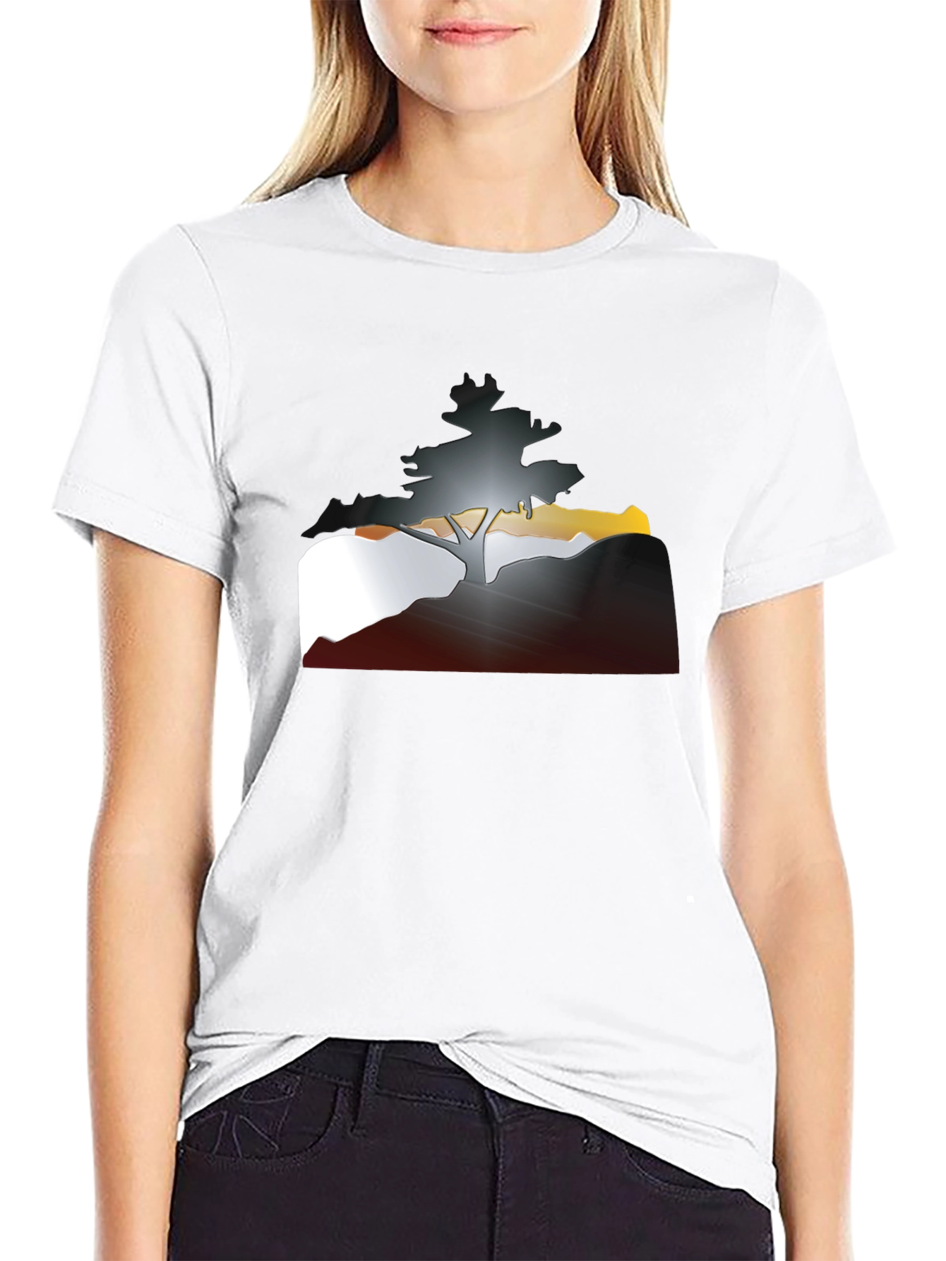 Tree Silhouette Graphic Tee - Mens Casual Style