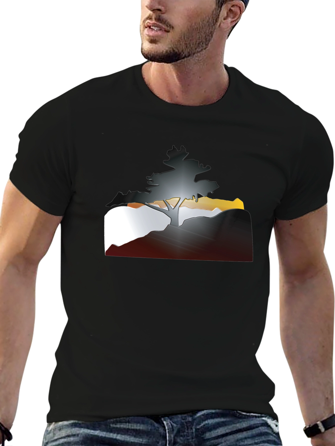 Tree Silhouette Graphic Tee - Mens Casual Style