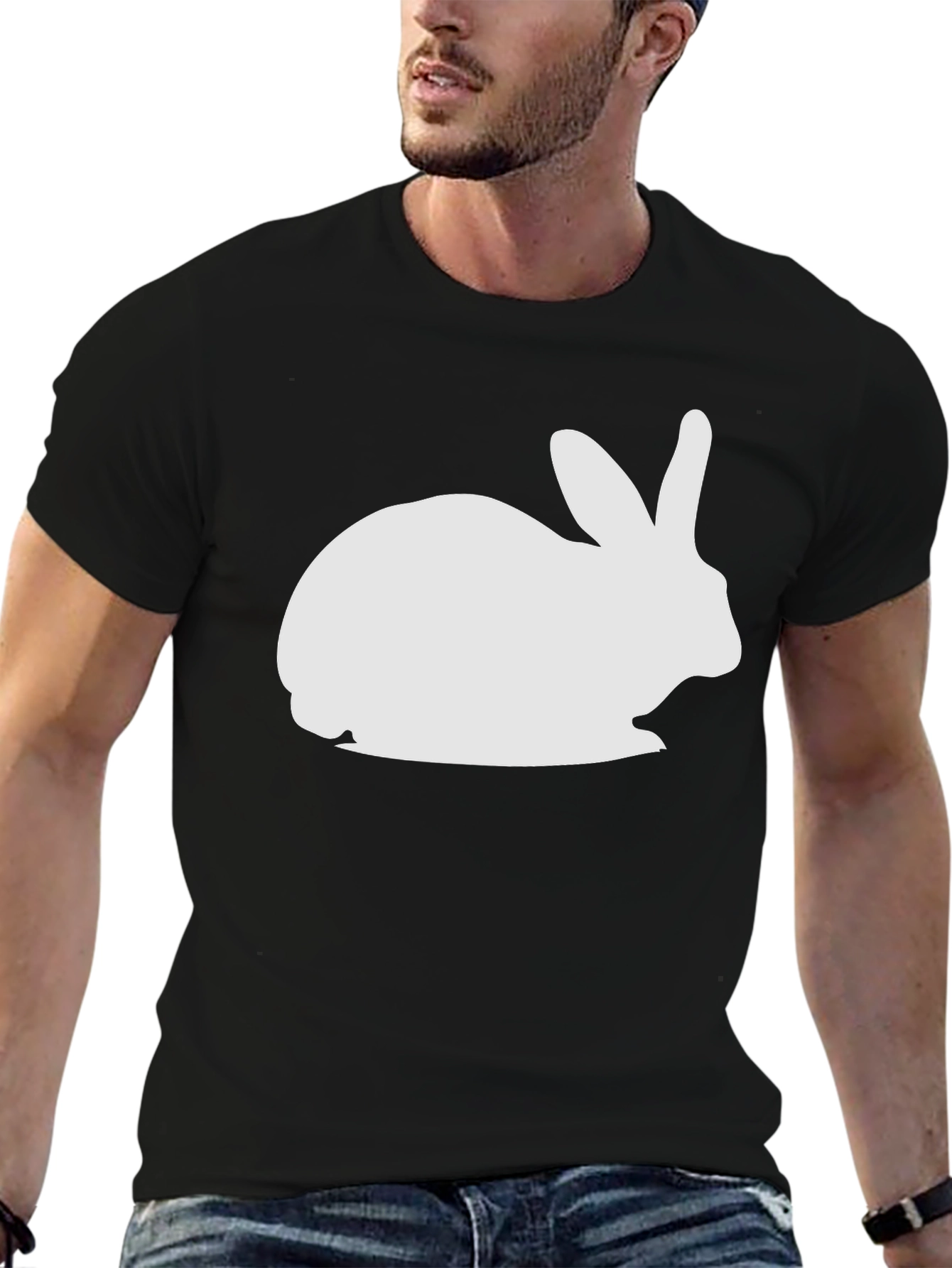 Rabbit Graphic T-Shirt - Black Cotton Blend