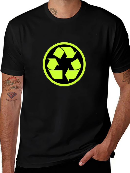 Eco-Friendly Black T-Shirt with Recycle Logo