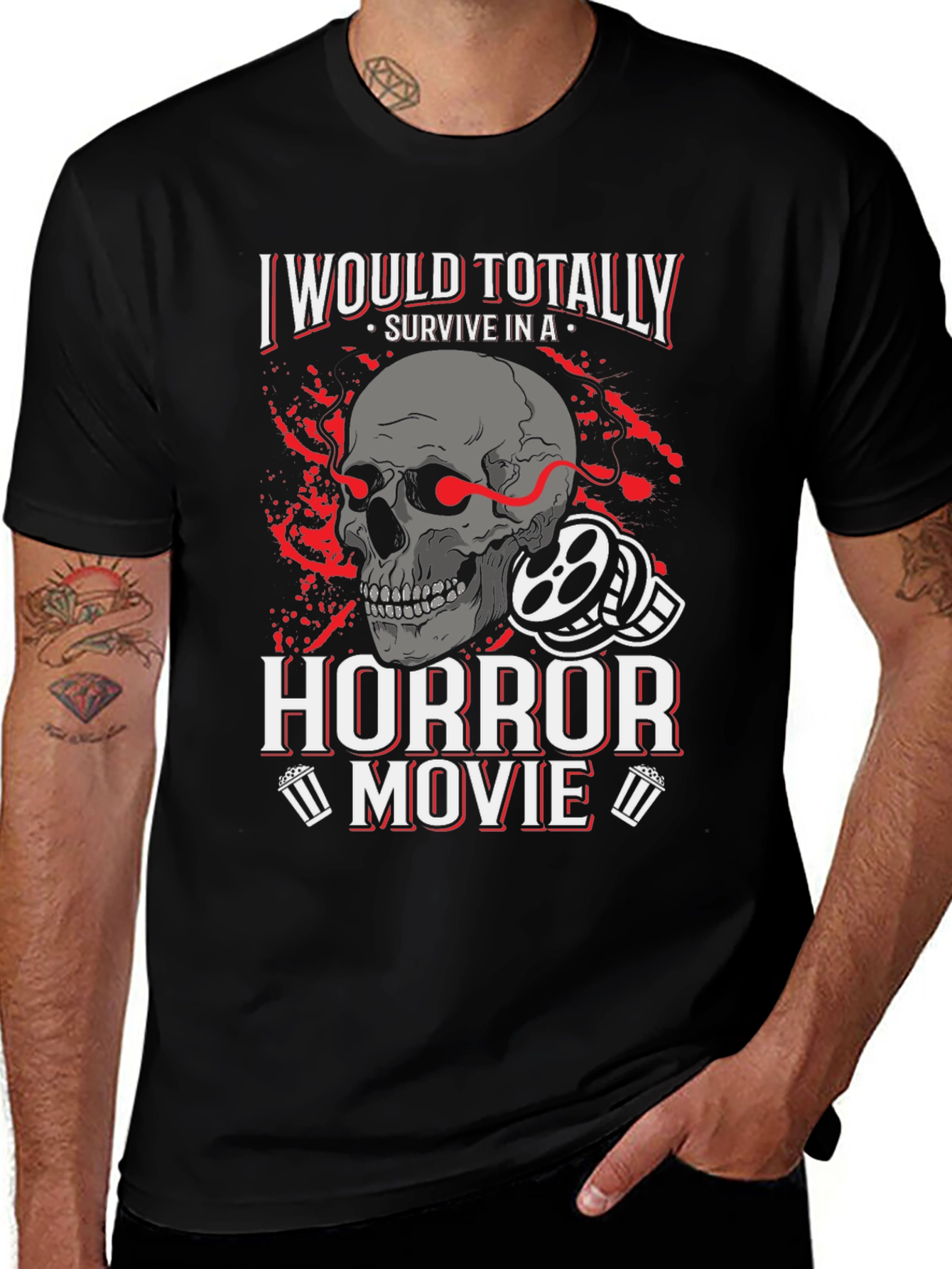 Horror Movie Survivor Graphic T-Shirt