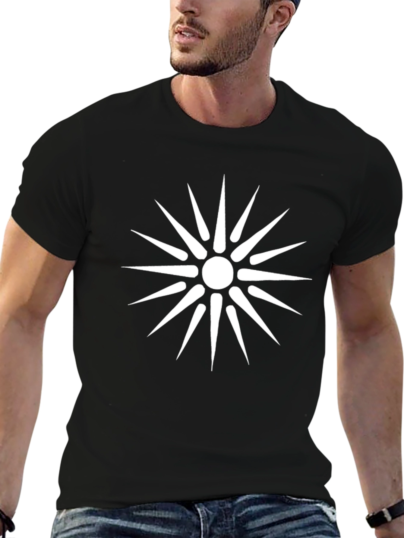 Stylish Black T-Shirt with Star of Vergina