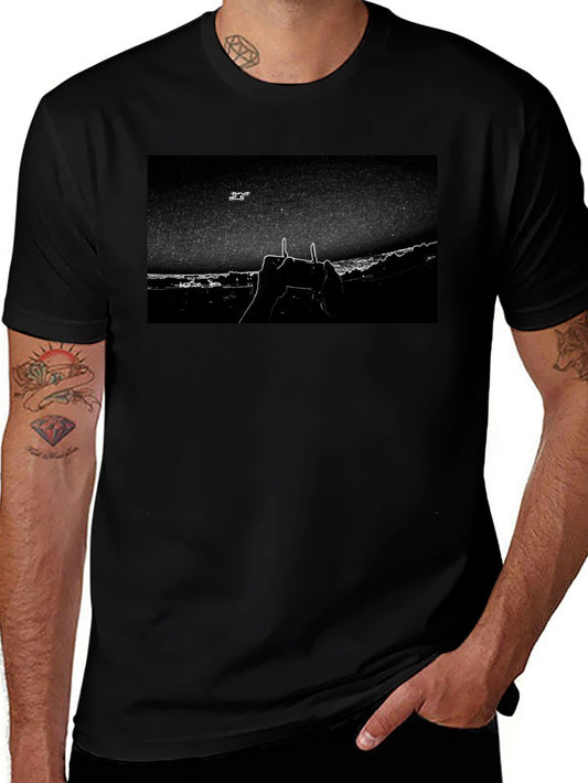 Drone Controller Graphic Tee - Black Cotton Blend