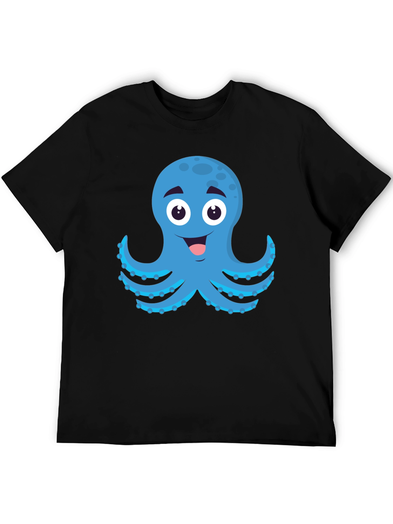 Cartoon Octopus Graphic Black T-Shirt