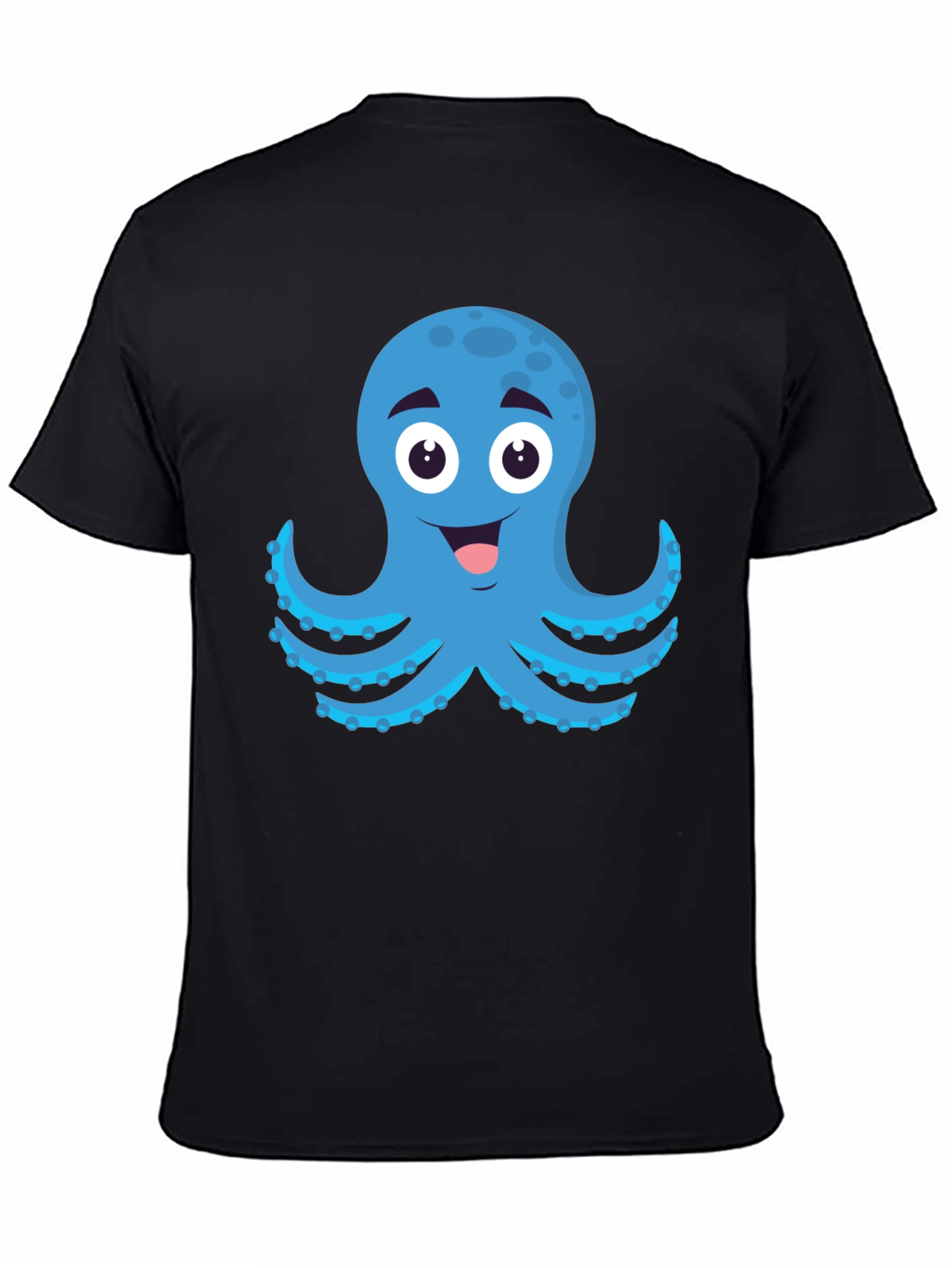 Cartoon Octopus Graphic Black T-Shirt