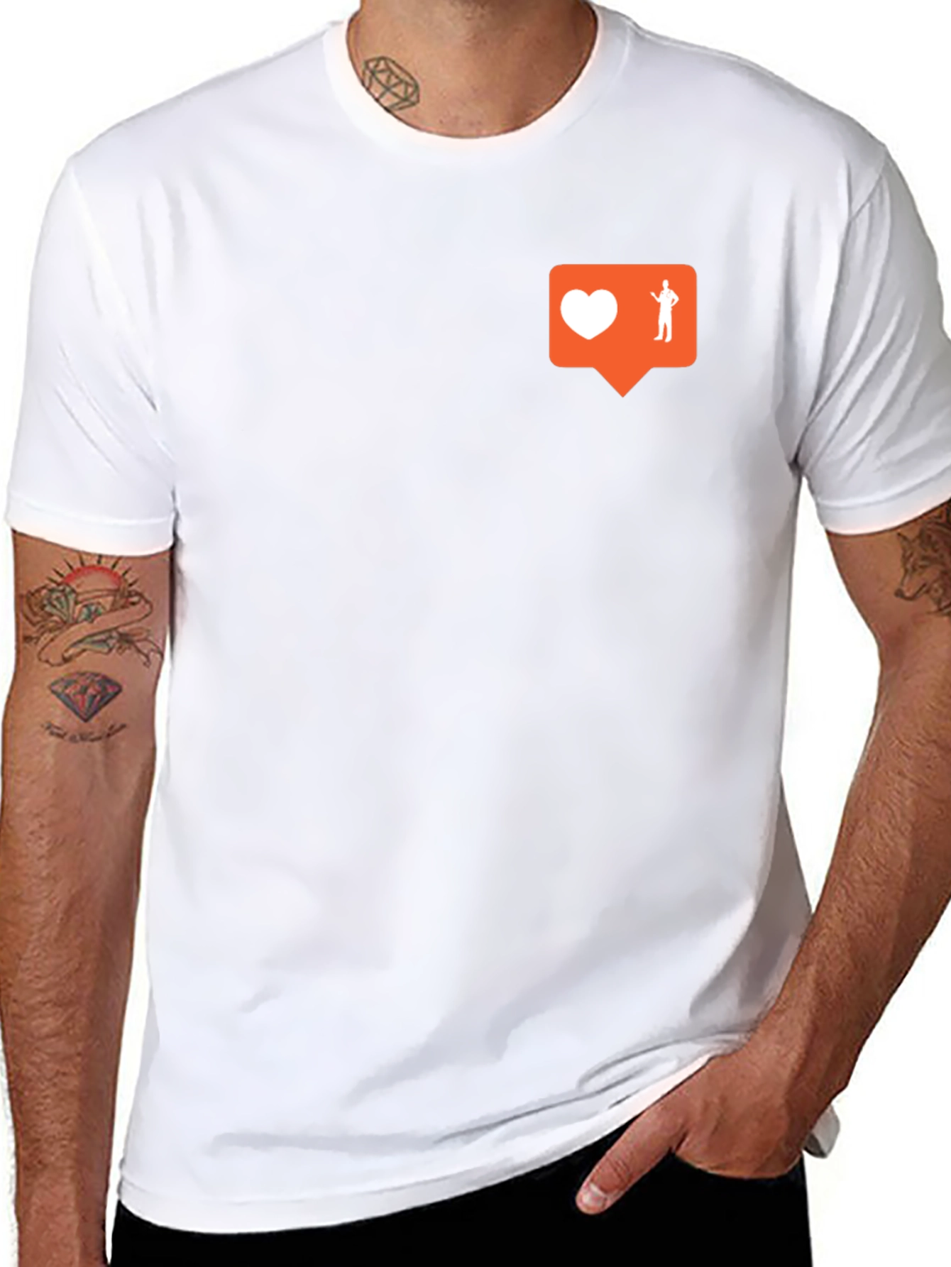 Mens Black T-Shirt with Orange Graphic