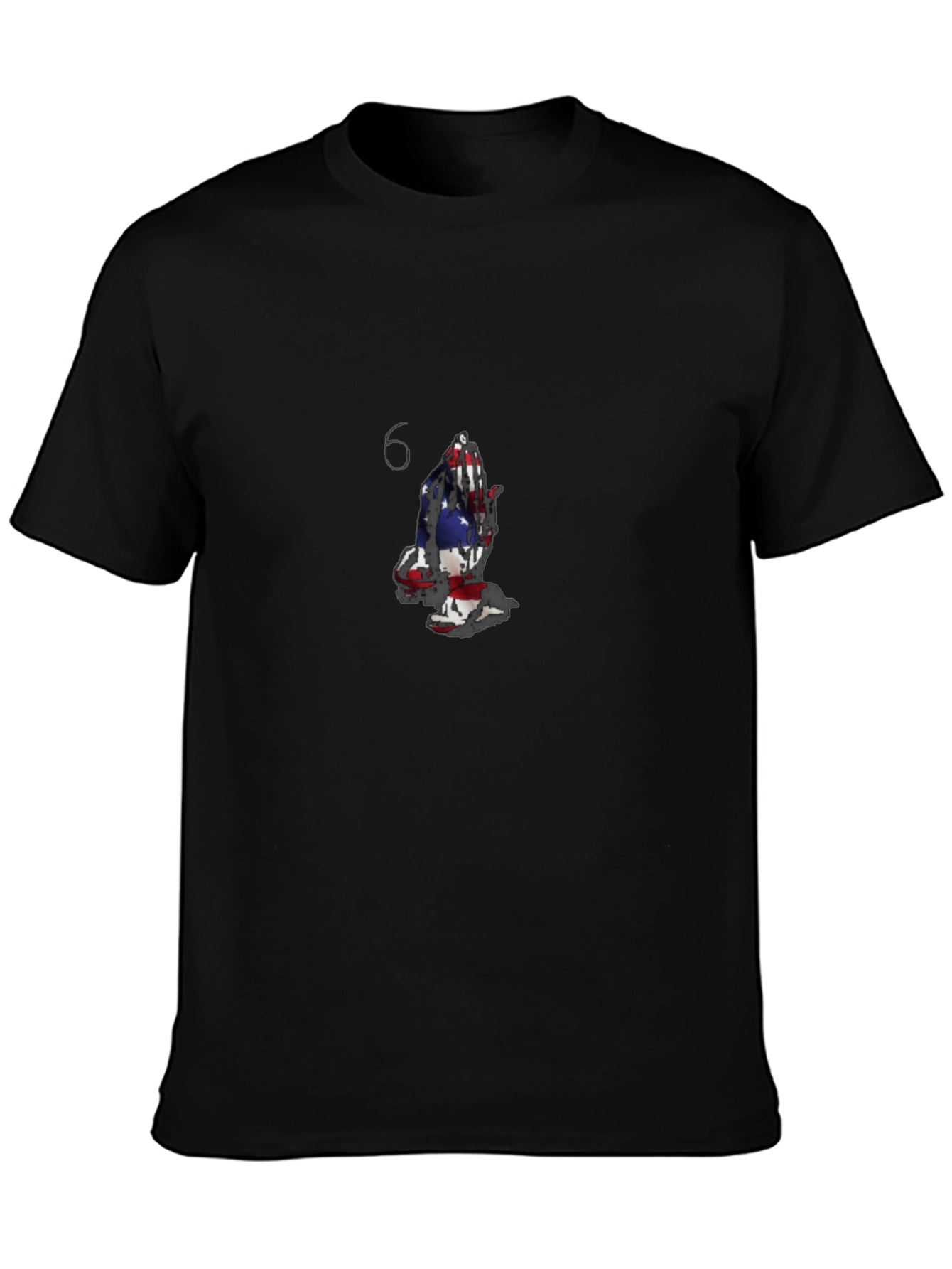 American Flag Praying Hands Black T-Shirt