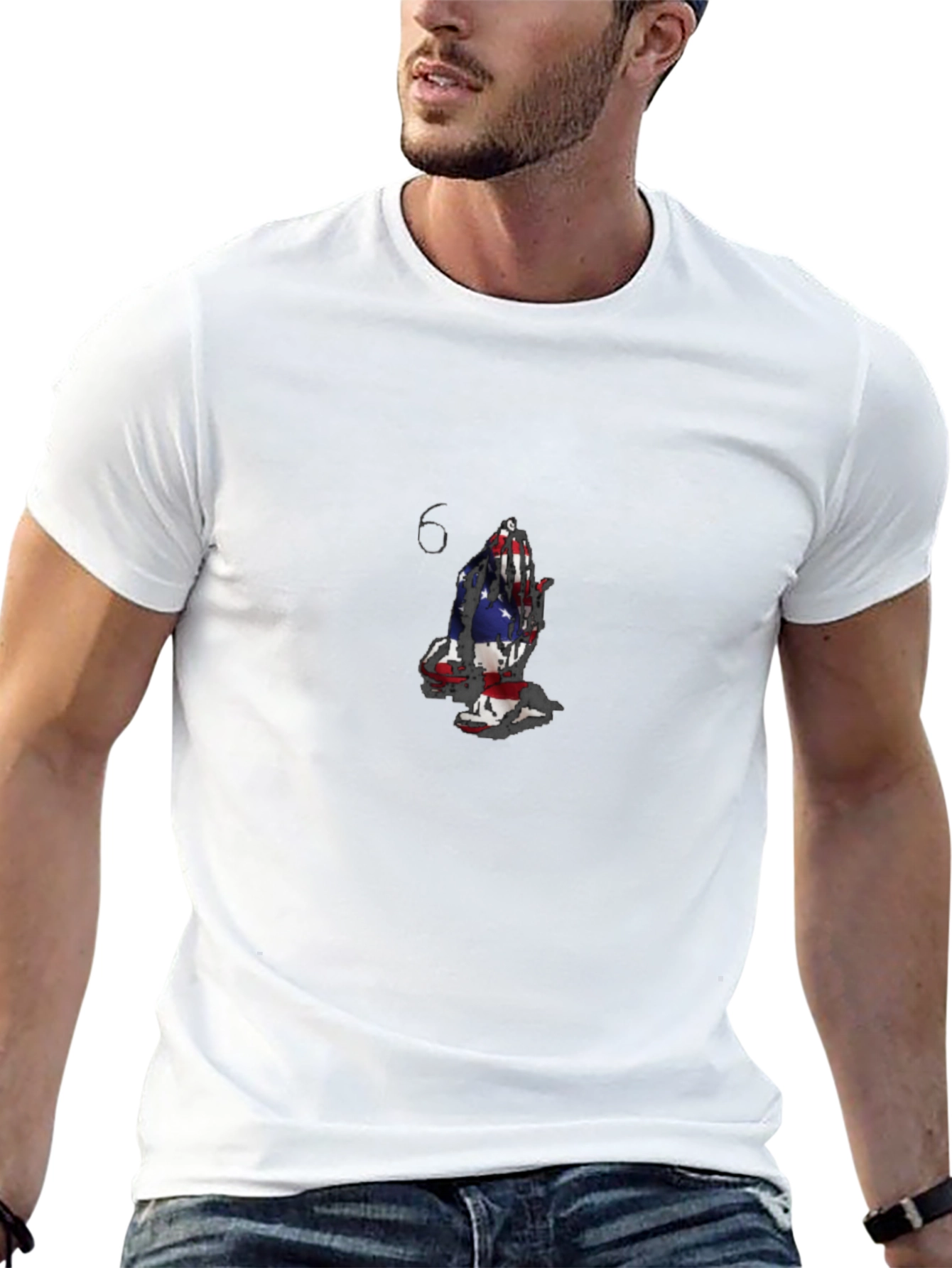 American Flag Praying Hands Black T-Shirt