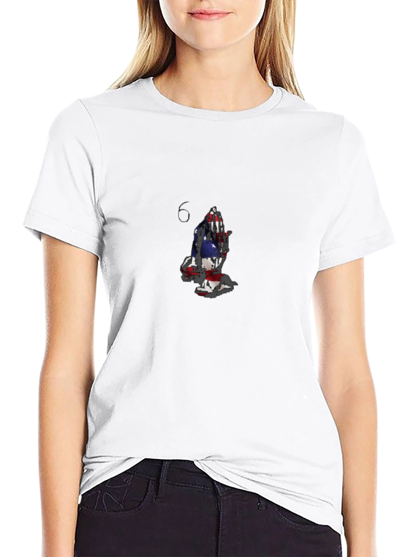 American Flag Praying Hands Black T-Shirt