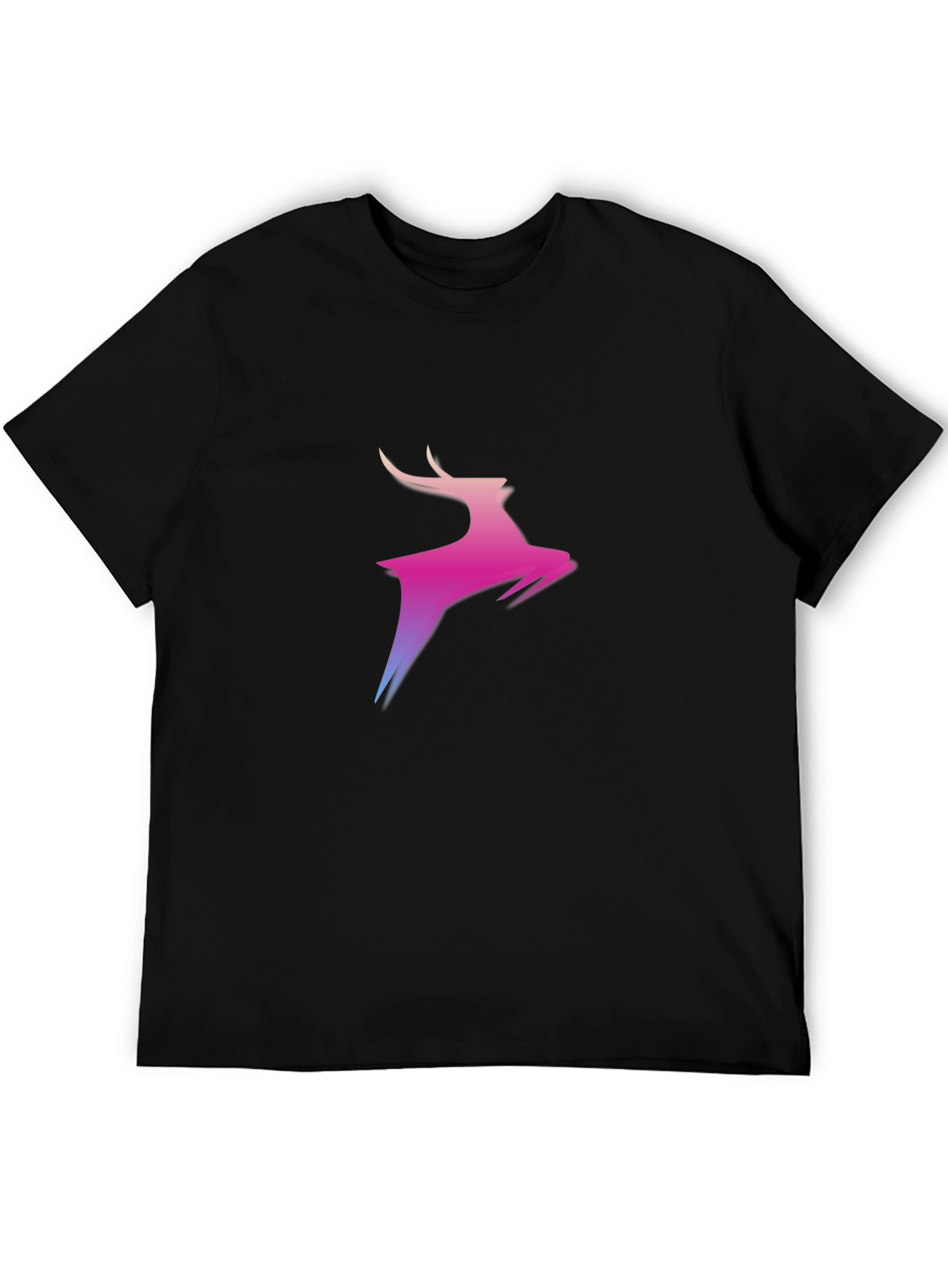 Gradient Deer Graphic Black T-Shirt