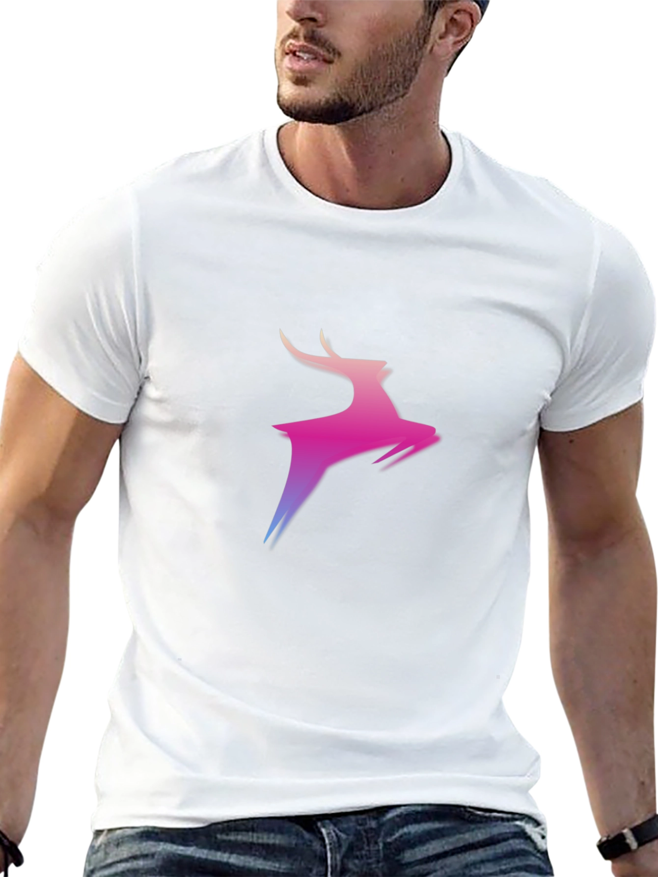 Gradient Deer Graphic Black T-Shirt