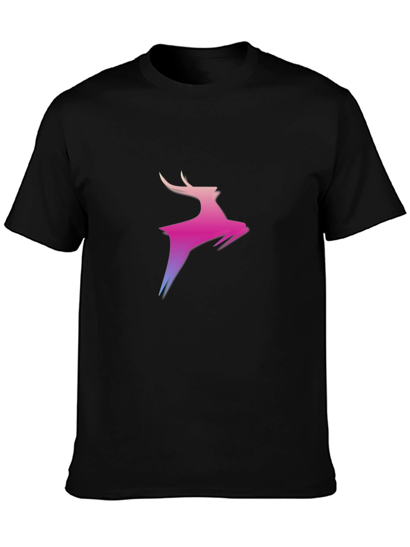 Gradient Deer Graphic Black T-Shirt