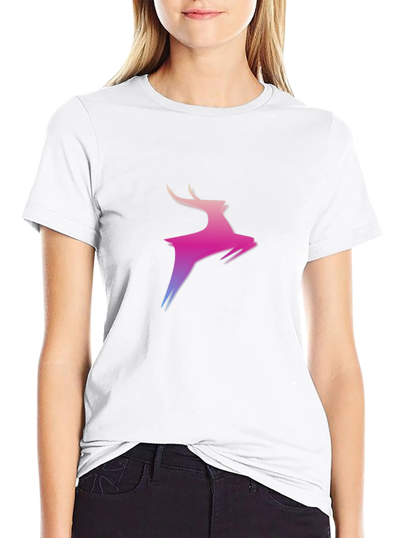 Gradient Deer Graphic Black T-Shirt