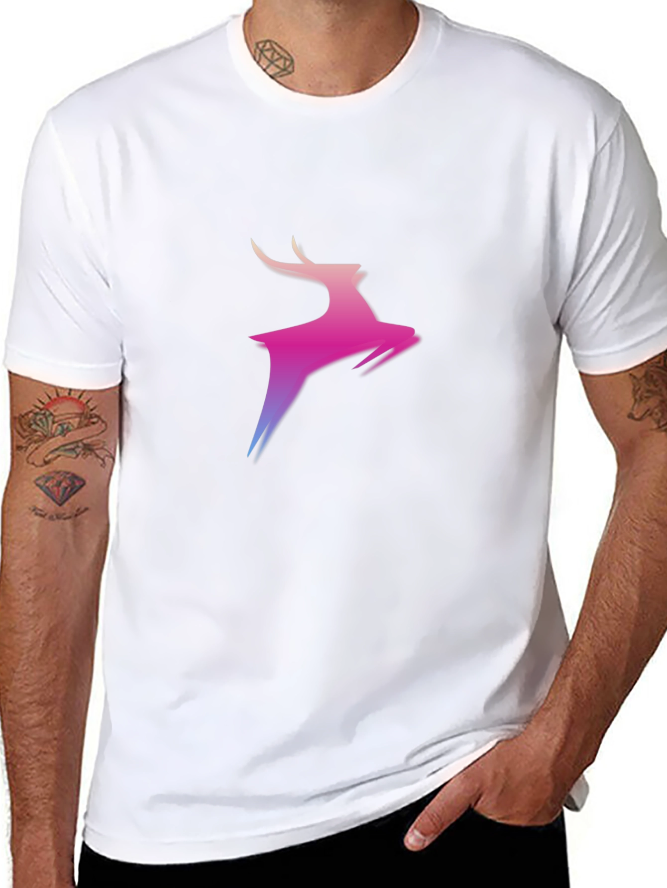 Gradient Deer Graphic Black T-Shirt
