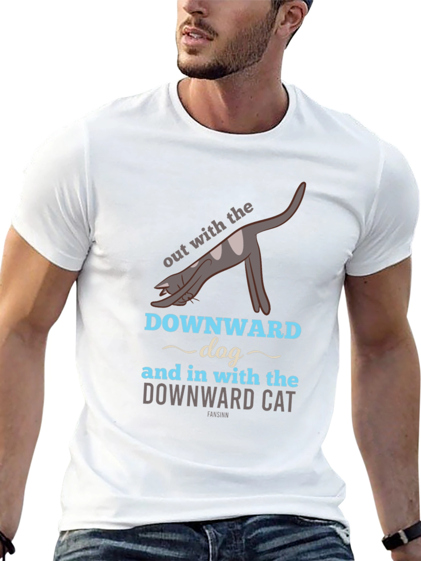 Downward Cat T-Shirt - Yoga Inspired Funny Tee