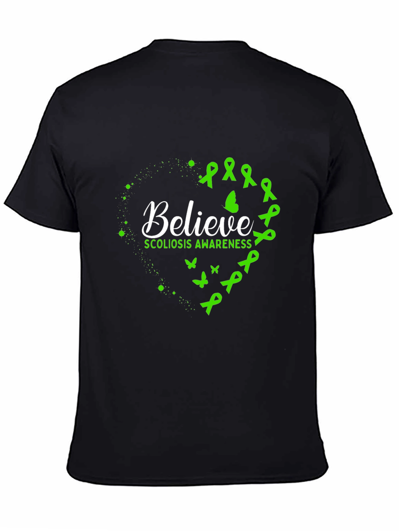 Believe Scoliosis Awareness Black T-Shirt