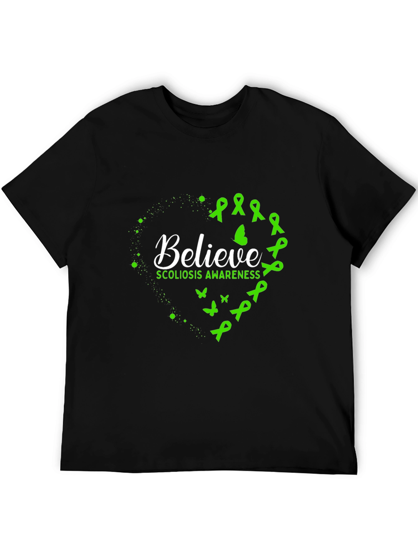 Believe Scoliosis Awareness Black T-Shirt