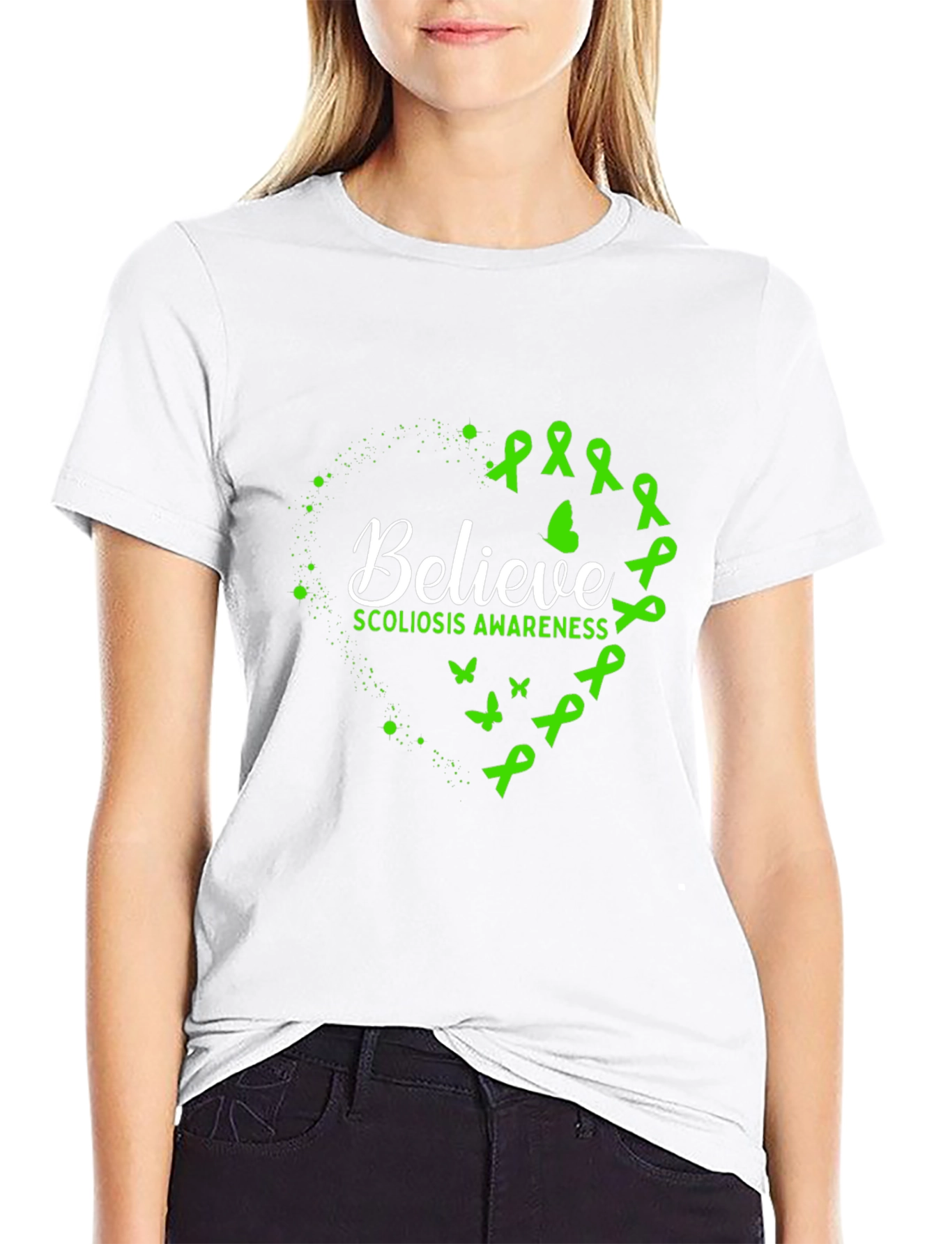 Believe Scoliosis Awareness Black T-Shirt