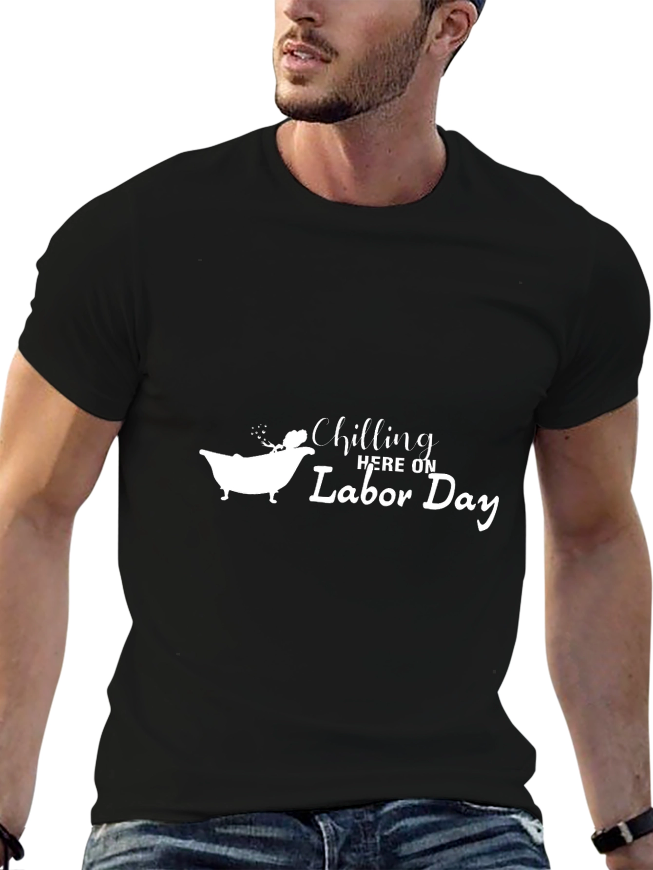 Chilling Here on Labor Day Black T-Shirt