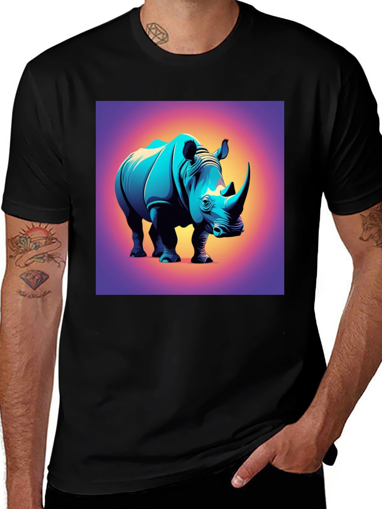 Rhino Graphic Tee - Bold Animal Print T-Shirt