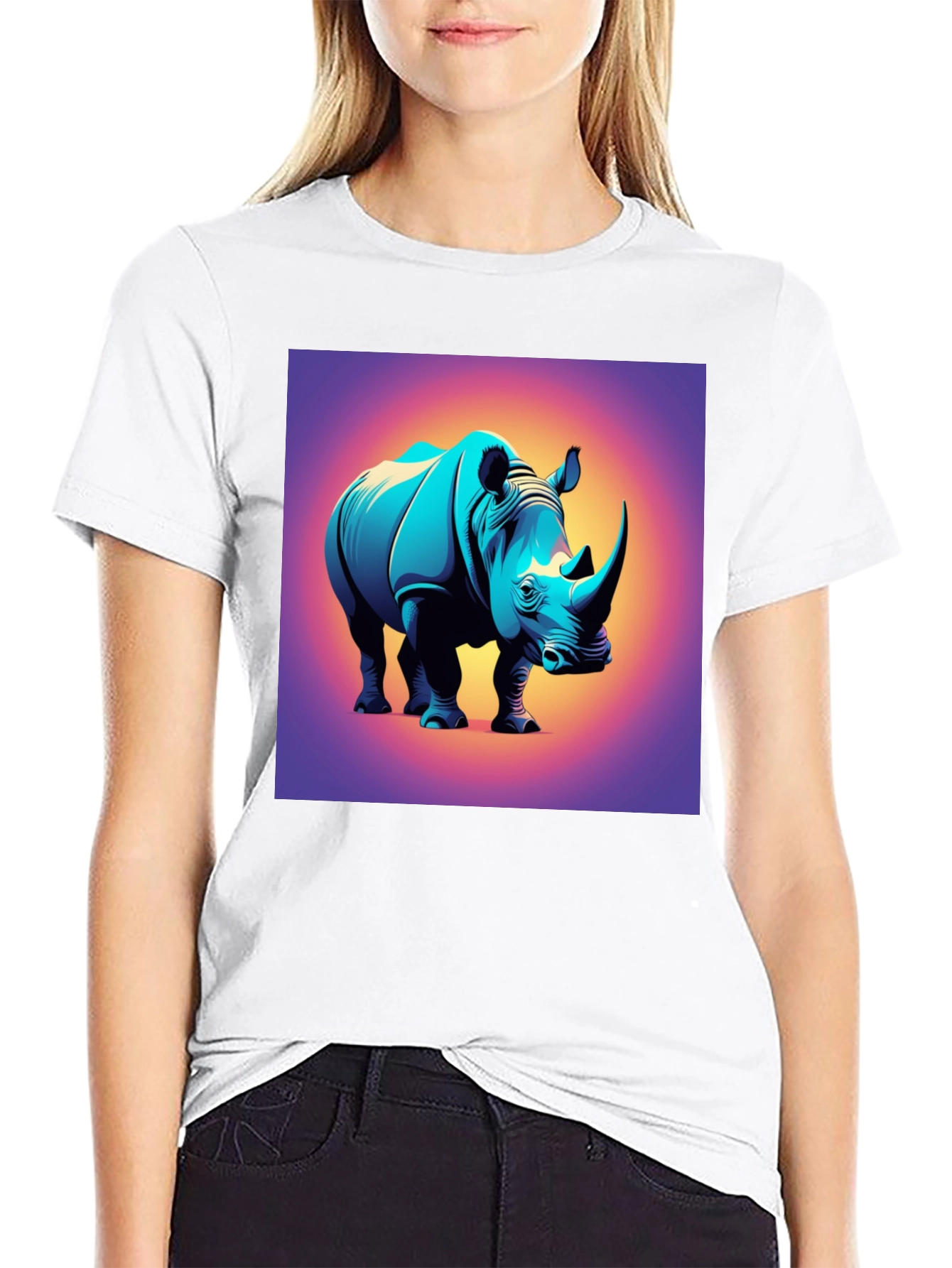 Rhino Graphic Tee - Bold Animal Print T-Shirt