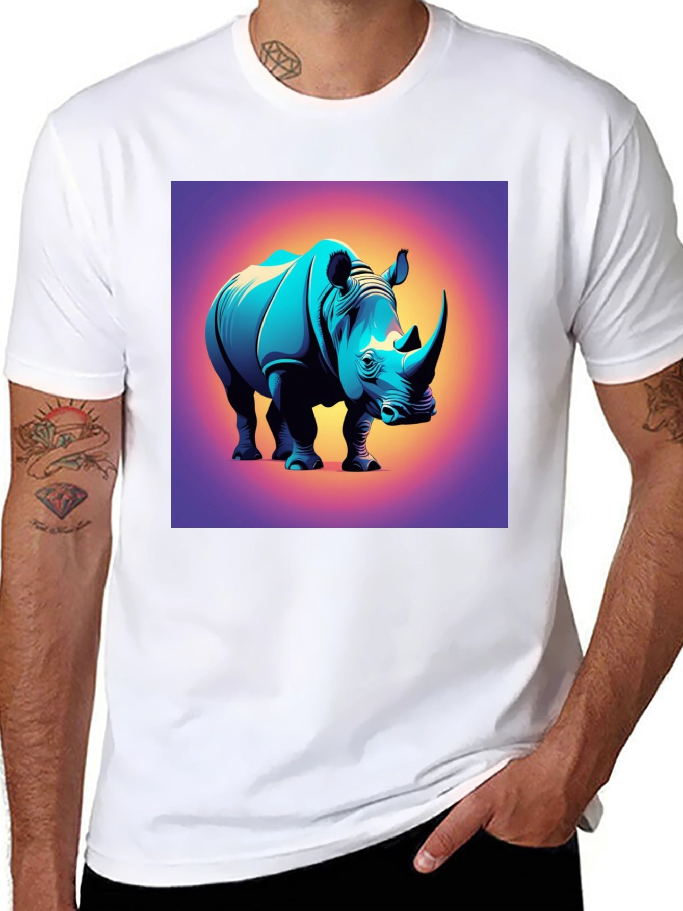 Rhino Graphic Tee - Bold Animal Print T-Shirt